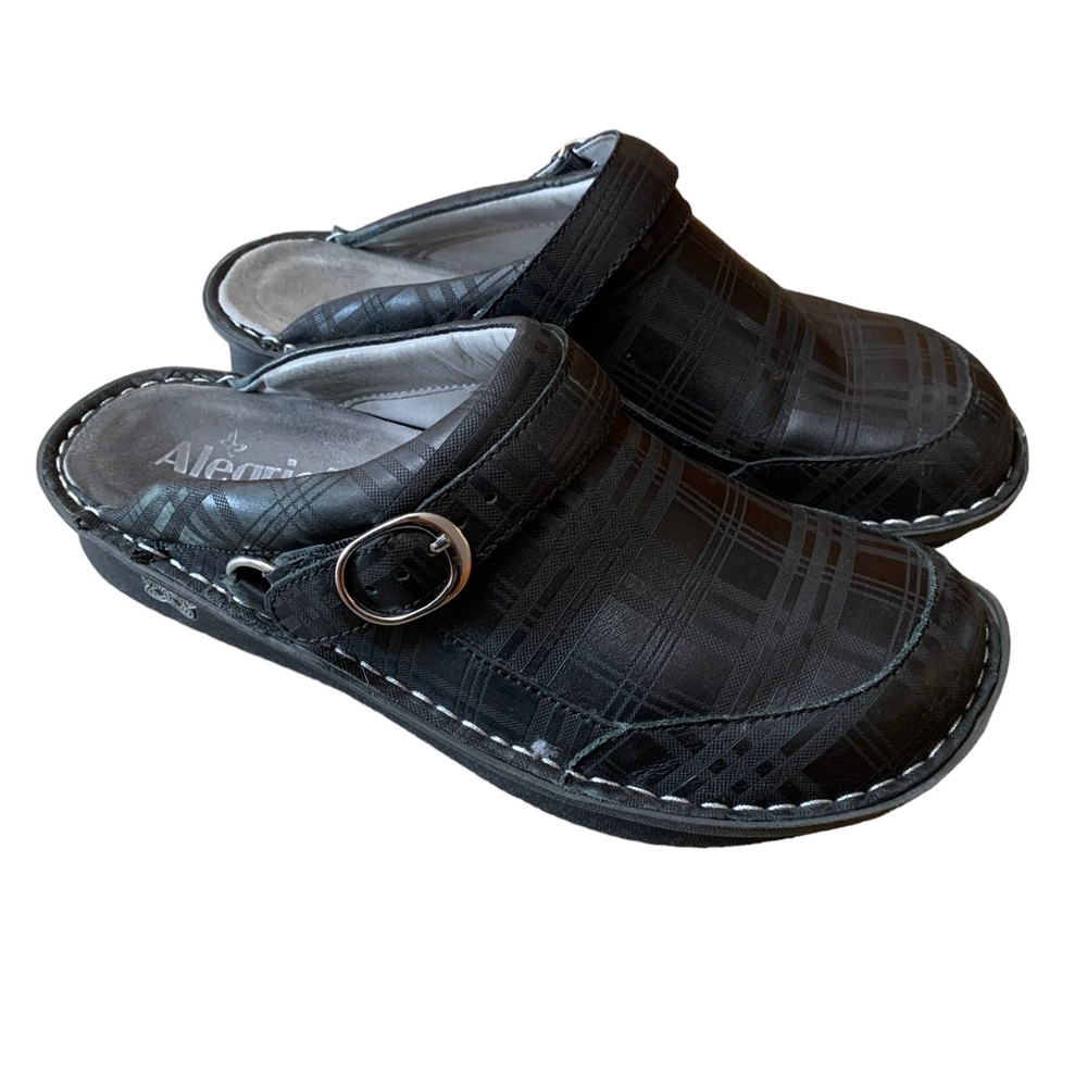 Alegria Black Plaid Mules